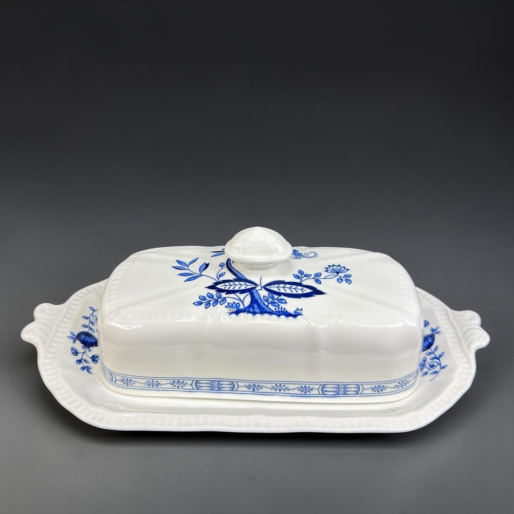 Kensington Staffordshire Ironstone Blue Onion Butter Dish Handcrafted‎ England